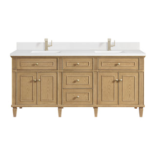 72 Inch Lorelai Freestanding Vanity in Light Natural Oak / White Zeus Top