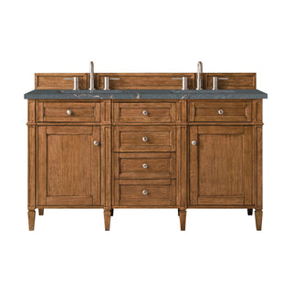 60 Inch Brittany Freestanding Vanity in Saddle Brown / Parisien Bleu Top