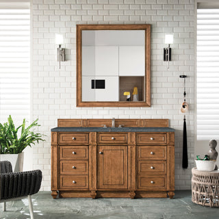 60 Inch Bristol Freestanding Vanity in Saddle Brown / Parisien Bleu Top
