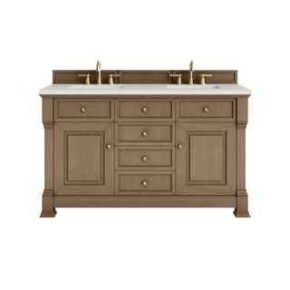 60 Inch Brookfield Freestanding Vanity in Pecan / Lime Delight Top
