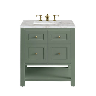 30 Inch Breckenridge Freestanding Vanity in Smokey Celadon / Victorian Silver Top