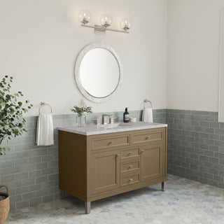 48 Inch Chicago Freestanding Vanity in Walnut Whisper / Victorian Silver Top