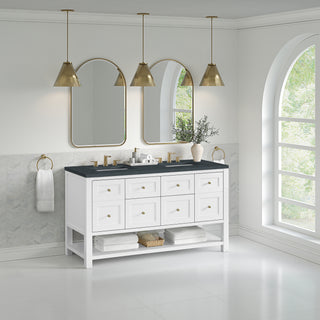 60 Inch Breckenridge Freestanding Vanity in Bright White / Charcoal Soapstone Top