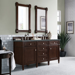 60 Inch Brittany Freestanding Vanity in Burnished Mahogany / Parisien Bleu Top