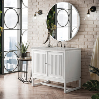 36 Inch Athens Dual Mount Vanity in Glossy White / Victorian Silver Top