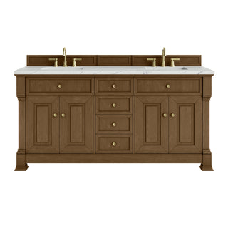 72 Inch Brookfield Freestanding Vanity in Honey Oak / Ethereal Noctis Top