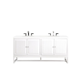 72 Inch Athens Dual Mount Vanity in Glossy White / White Zeus Top