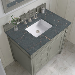 36 Inch Brittany Freestanding Vanity in Urban Gray / Parisien Bleu Top