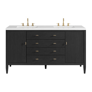60 Inch Myrrin Freestanding Vanity in Carbon Oak / White Zeus Top