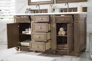 60 Inch Bristol Freestanding Vanity in Whitewashed Walnut / White Zeus Top