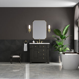 36 Inch Brookfield Freestanding Vanity in Black Onyx / Carrara White Top