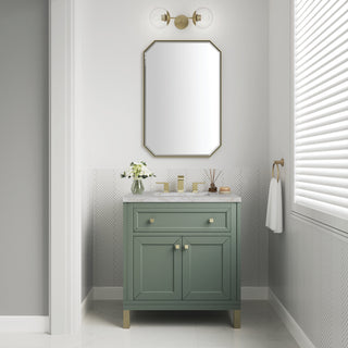 30 Inch Chicago Freestanding Vanity in Smokey Celadon / Victorian Silver Top