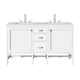 60 Inch Addison Freestanding Vanity in Glossy White / Lime Delight Top
