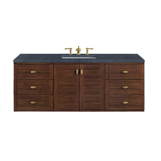 60 Inch Amberly Dual Mount Vanity in Mid-Century Walnut / Charcoal Soapstone Top