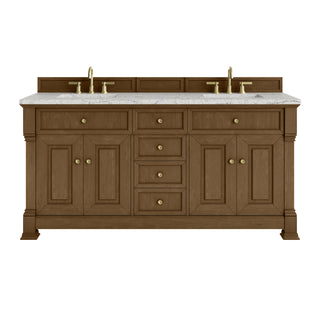 72 Inch Brookfield Freestanding Vanity in Honey Oak / Eternal Jasmine Pearl Top