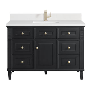 48 Inch Lorelai Freestanding Vanity in Black Onyx / White Zeus Top