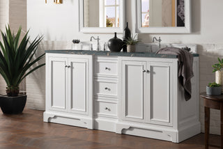 73.25 Inch De Soto Freestanding Vanity in Bright White / Parisien Bleu Top