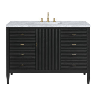 48 Inch Myrrin Freestanding Vanity in Carbon Oak / Carrara White Top
