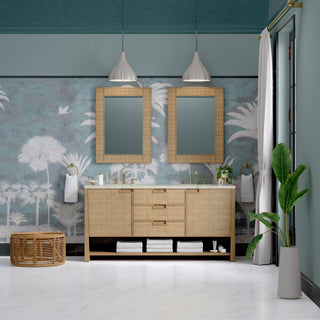 72 Inch Solene Freestanding Vanity in Seaside Oak / Victorian Silver Top