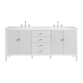 72 Inch Myrrin Freestanding Vanity in Bright White / Arctic Fall Top