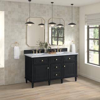 60 Inch Lorelai Freestanding Vanity in Black Onyx / Carrara White Top