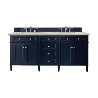 72 Inch Brittany Freestanding Vanity in Victory Blue / Victorian Silver Top