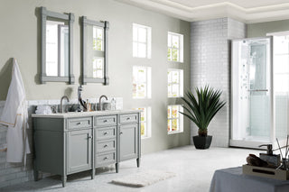 60 Inch Brittany Freestanding Vanity in Urban Gray / Eternal Jasmine Pearl Top