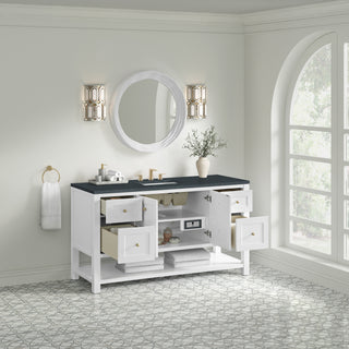 60 Inch Breckenridge Freestanding Vanity in Bright White / Charcoal Soapstone Top
