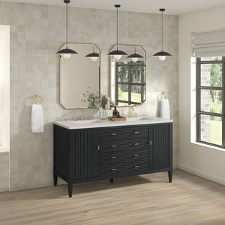 60 Inch Myrrin Freestanding Vanity in Carbon Oak / Lime Delight Top