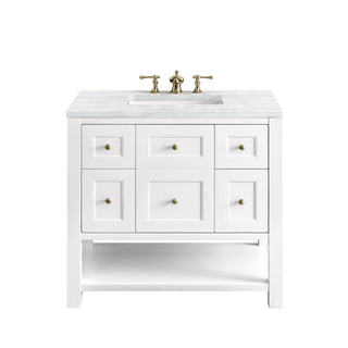 36 Inch Breckenridge Freestanding Vanity in Bright White / Arctic Fall Top