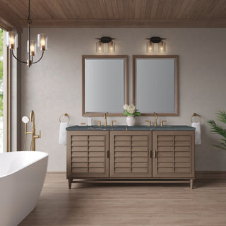 72 Inch Portland Freestanding Vanity in Whitewashed Walnut / Parisien Bleu Top