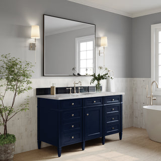 60 Inch Brittany Freestanding Vanity in Victory Blue / Victorian Silver Top