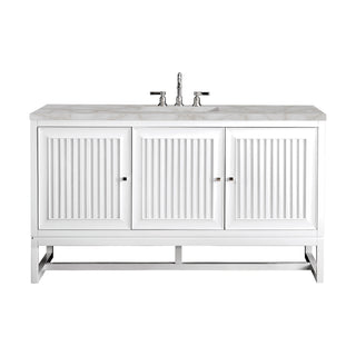 60 Inch Athens Dual Mount Vanity in Glossy White / Victorian Silver Top