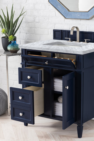 30 Inch Brittany Freestanding Vanity in Victory Blue / Carrara White Top