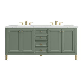 72 Inch Chicago Freestanding Vanity in Smokey Celadon / Ethereal Noctis Top