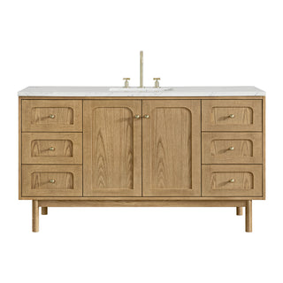 60 Inch Laurent Dual Mount Vanity in Light Natural Oak / Ethereal Noctis Top