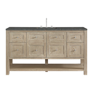 60 Inch Breckenridge Freestanding Vanity in Whitewashed Oak / Parisien Bleu Top