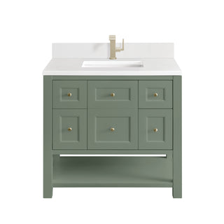 36 Inch Breckenridge Freestanding Vanity in Smokey Celadon / White Zeus Top