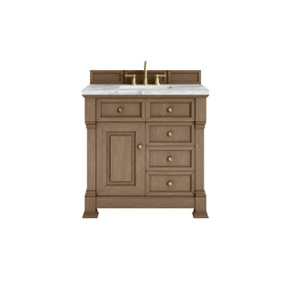 36 Inch Brookfield Freestanding Vanity in Pecan / Carrara White Top