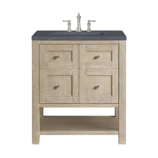 30 Inch Breckenridge Freestanding Vanity in Whitewashed Oak / Charcoal Soapstone Top