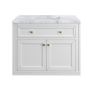 36 Inch Chicago Freestanding Vanity in Glossy White / Carrara White Top