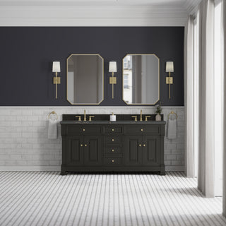 72 Inch Brookfield Freestanding Vanity in Black Onyx / Parisien Bleu Top