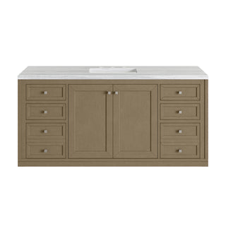 60 Inch Chicago Freestanding Vanity in Walnut Whisper / Arctic Fall Top