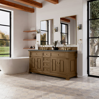 72 Inch Brookfield Freestanding Vanity in Honey Oak / Parisien Bleu Top