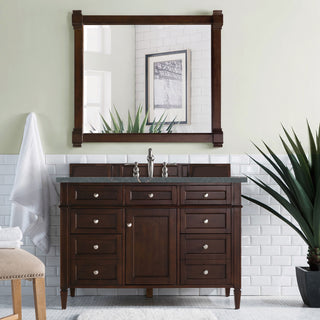 48 Inch Brittany Freestanding Vanity in Burnished Mahogany / Parisien Bleu Top