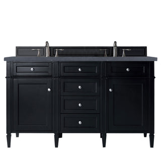 60 Inch Brittany Freestanding Vanity in Black Onyx / Charcoal Soapstone Top