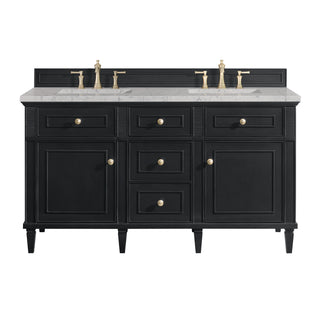 60 Inch Lorelai Freestanding Vanity in Black Onyx / Eternal Jasmine Pearl Top