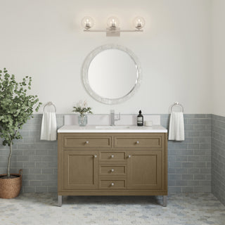 48 Inch Chicago Freestanding Vanity in Walnut Whisper / White Zeus Top