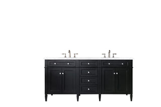 72 Inch Brittany Freestanding Vanity in Black Onyx / Arctic Fall Solid Surface Top