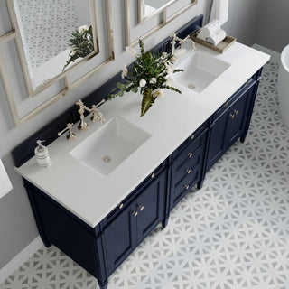 72 Inch Brittany Freestanding Vanity in Victory Blue / White Zeus Top